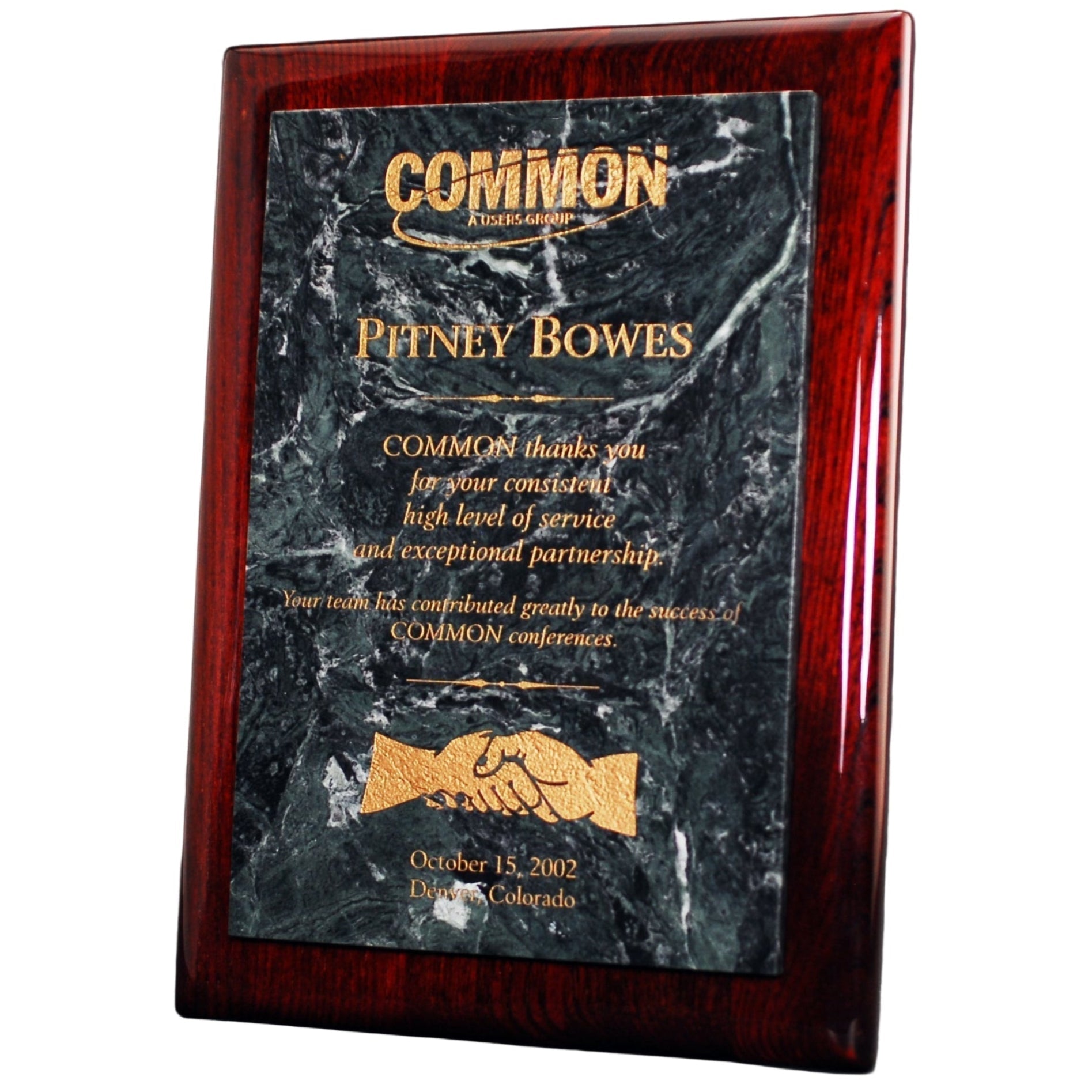 Rosewood Piano Finish Plaque with Green Marble Panel