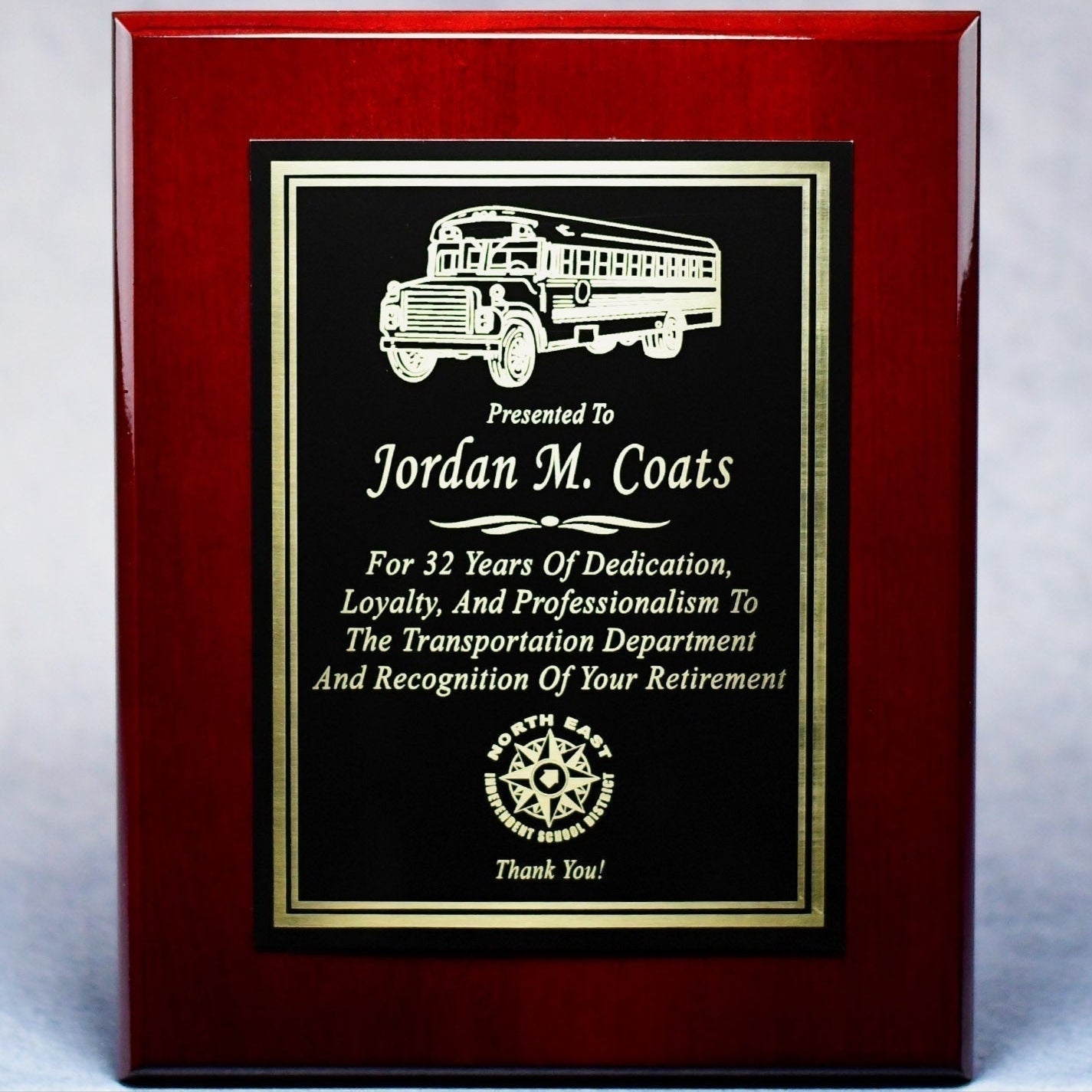 Rosewood Piano Finish Plaque with Plate