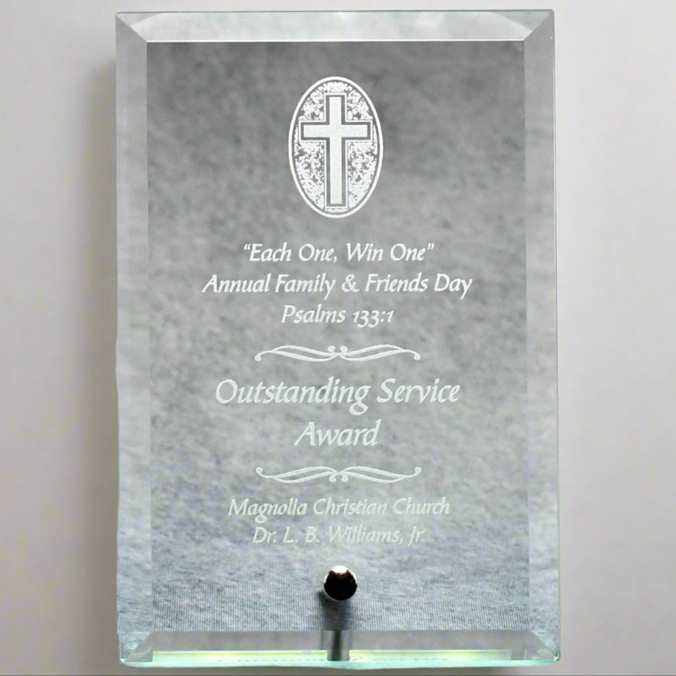 Economy Jade Glass Standing Plaque