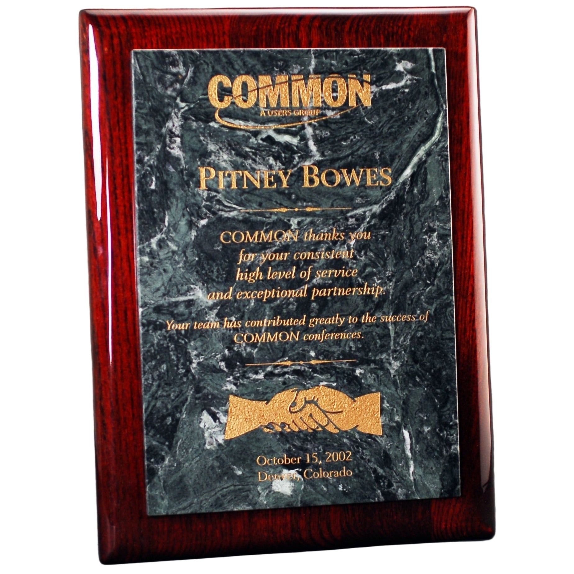 Rosewood Piano Finish Plaque with Green Marble Panel