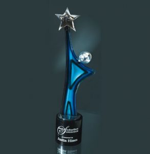 Art Glass Star Crystal Award w/Marble Base