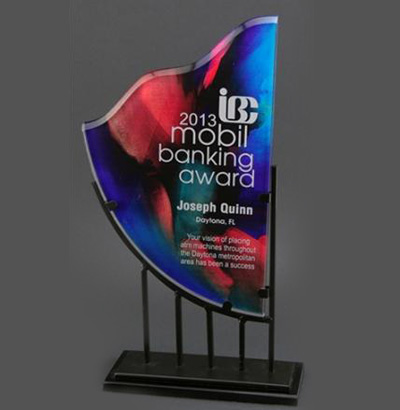 Colorful Acrylic Award With Metal Stand (A-606)