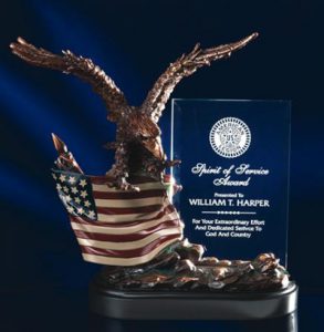 Bronze Eagle/Flag/ 4"x6 1/4" Crystal