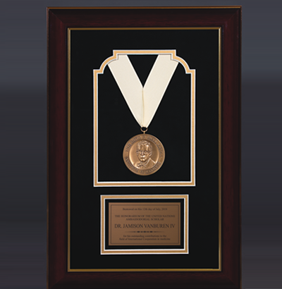 Mahogany Framed, Double Mat, Medallion Award
