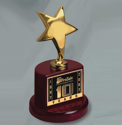 Gold Star on Cylinderical Piano Wood Base