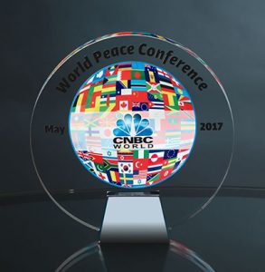 Acrylic Circle with Chrome Metal Base Digitally Printed