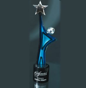 Art Glass Star Crystal Award w/ Marble Base
