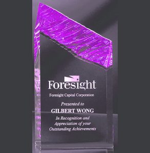 Carved Acrylic Tower Purple Accent Award