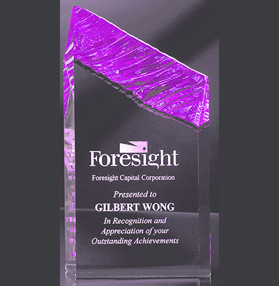 Carved Acrylic Tower Purple Accent Award
