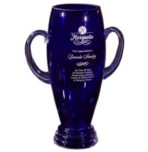 Cobalt Crystal Blue Vase with Handles
