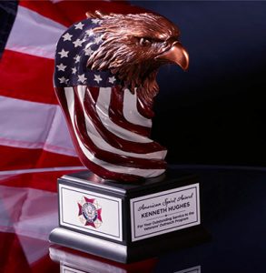 Eagle Head Draped in the American flag
