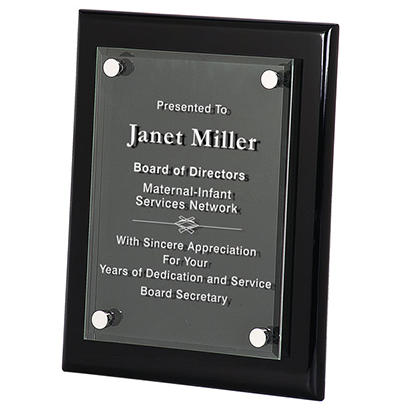 Ebony Finish Plaque with Acrylic and Standoffs