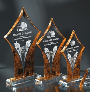 Gold Clear Diamond Acrylic Trophy