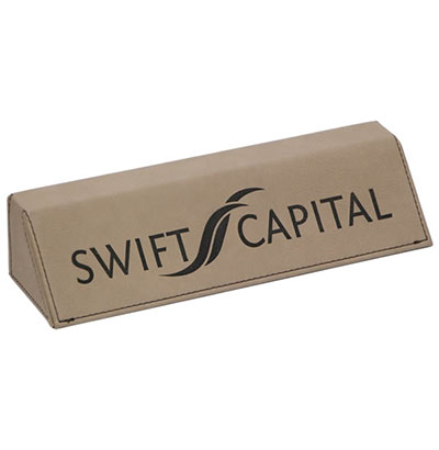 Light Brown Leatherette Desk Wedge Name Plate