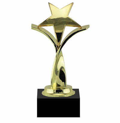 Twisting Star Bright Gold Trophy