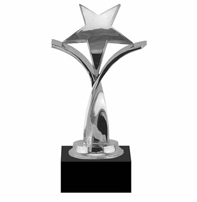 Twisting Star Bright Silver Trophy