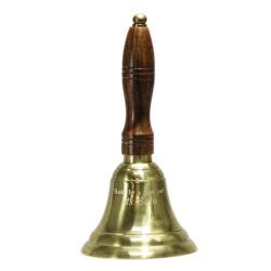 Brass bell with wood handle - 6.75 inches