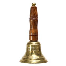 Brass bell with wood handle - 7.5 inches