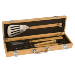 3-Piece Bamboo BBQ Set - 19-5/8"L x 5-1/2"W x 3-1/8"H