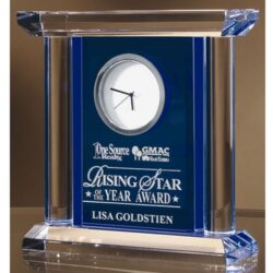 Blue & Clear Crystal Clock - 5 inches