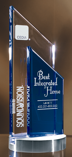 Blue & Clear Crystal Double Peak Award - 9"