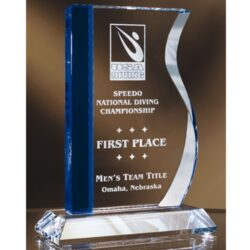 Clear Crystal Wave with Blue Infused Accent Award