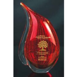 Etched and Color Filled Art Glass Teardrop Vase - 12 1/2 inches