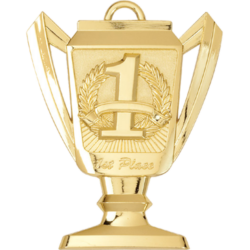 Trophy Cup Medallion, Gold - 2¾ inches