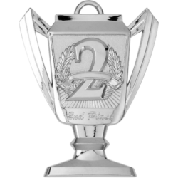 Trophy Cup Medallion, Silver - 2¾ inches
