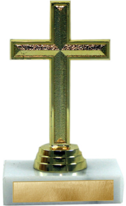Gold Cross on Marble Base - 5 inches