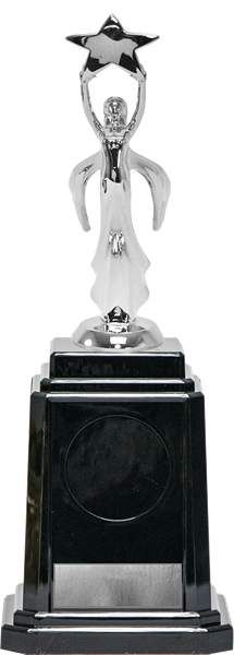 Large Silver Modern Victory with Star Figure on base - 13 inches