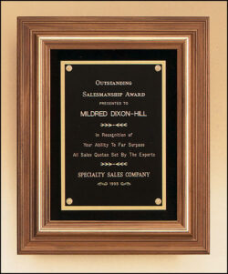 American Walnut Framed Plaque with Gold Trim (P1983)