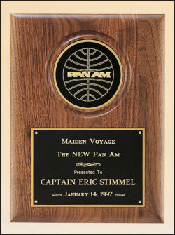 American Walnut Plaque with 4" Engravable Disk - 9" W x 12" H