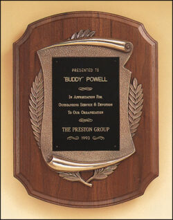 American Walnut Plaque with Antique Bronze Frame (P1433) - 11" W x 15" H