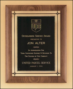 American Walnut Plaque with Antique Bronze Frame (P2373) - 11" W x 14" H