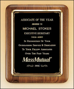 American Walnut Plaque with Antique Bronze Frame (P2967) - 10-1/2" W x 13" H