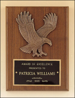American Walnut Plaque with Eagle Casting (P1784) - 6" W x 8" H