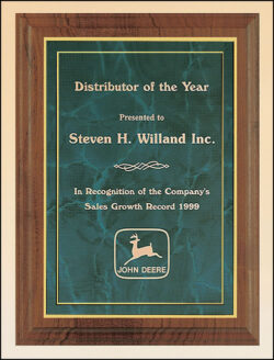 American Walnut Plaque with Marble Finished Plates Emerald (P2957E)