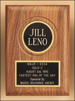 American Walnut Plaque with Routed Disk Area - 5" W x 7" H
