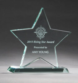 Jade Glass Star Award - 5-3/4" W x 5-7/8" H