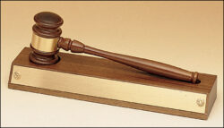 Removable Gavel on an American Walnut Base. - 3" D x 11-1/2" W