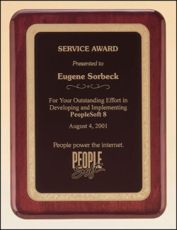 Rosewood Piano Finish Plaque with Brass Plate (P3741)