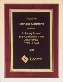 Rosewood Piano Finish Plaque with Brass Plate (P3806)