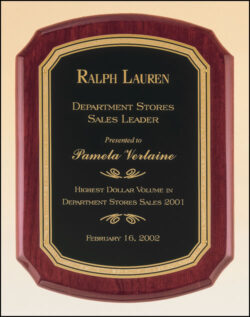 Rosewood Piano Finish Plaque with Brass Plate (P3830)