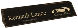 Desk Wedge with Business Card Holder Black and Gold Leatherette