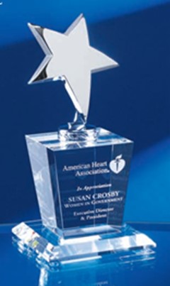 Optical Clear Crystal Base with Silver Metal Star Award
